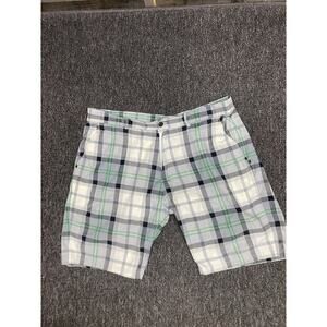 MAKIA Men’s Size 36 Grey Green Plaid Flat Front Super Soft Lightweight Shorts
